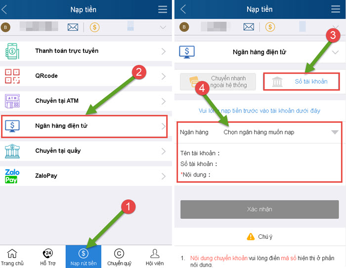 Nạp tiền Kubet bằng ngân hàng điện tử 